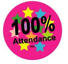 100% attendance sticker
